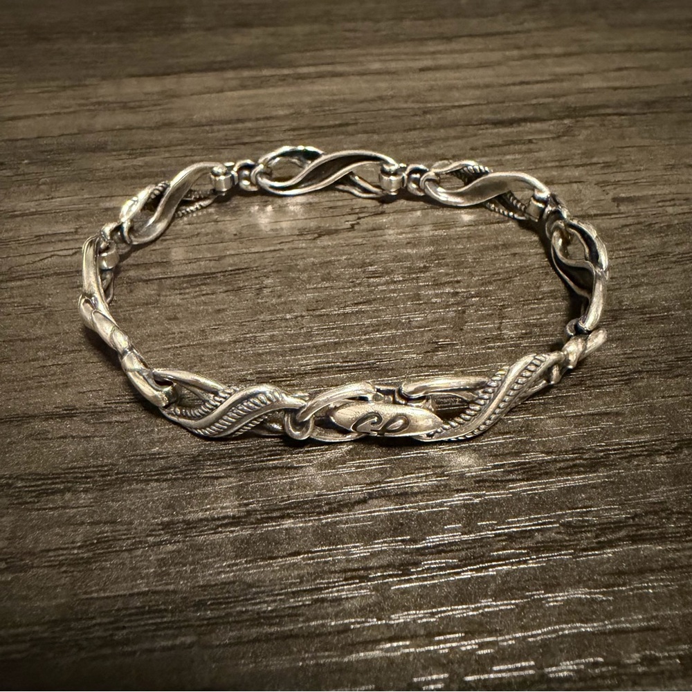 Carolyn Pollack 925 Sterling Silver Scroll Filigree Link Bracelet 8” Chain Link